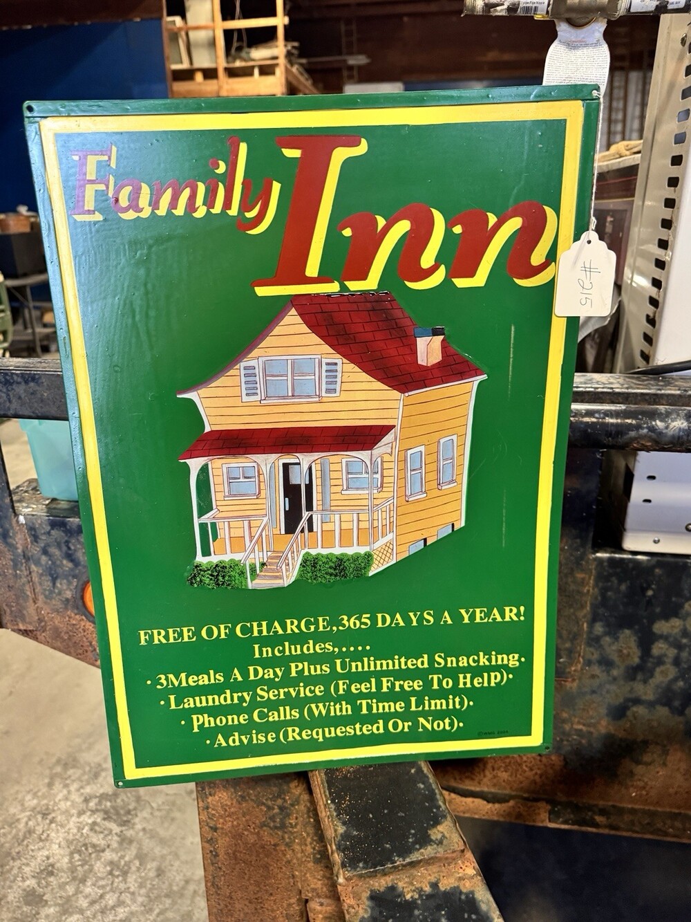 VTG Laundry Sign Metal Wall Art FAMILY INN House Rules Decor Farmhouse 14x 19.5"